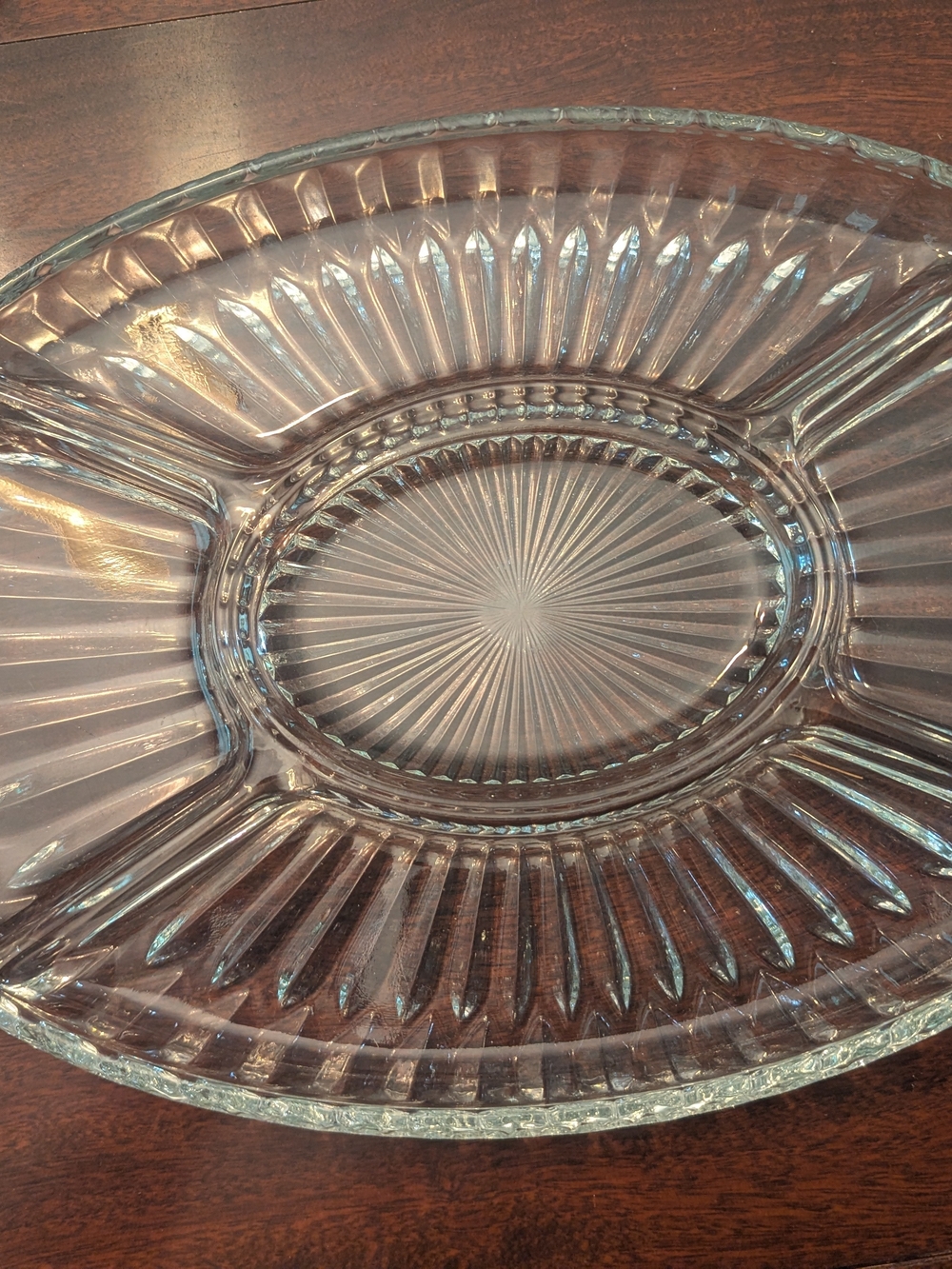 Oval Serving Dish with 5 Dividers HEAVY GLASS